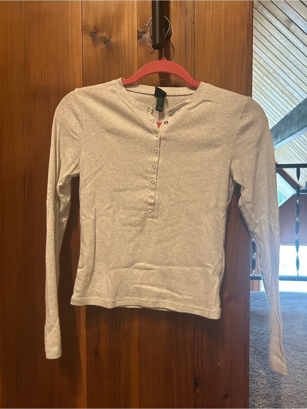 Wild Fable Long Sleeve Henley Top - Light Gray
